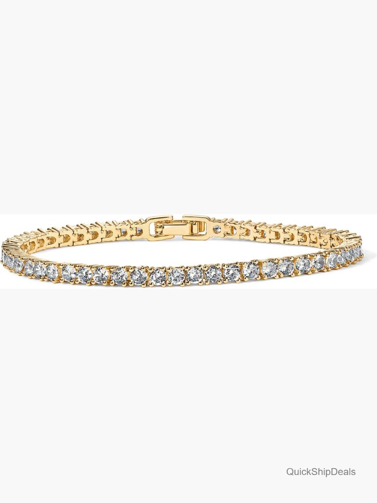14k Gold Plated 3mm Cubic Zirconia Tennis Bracelet | 6.5-7.5 Inch